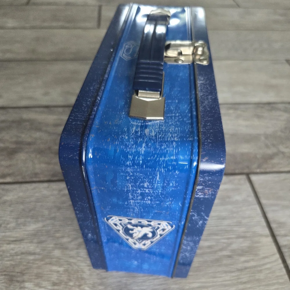 Superman Metal Lunch Box Tin Blue Vintage Style Scratches‎ Rare DC Comics 2006